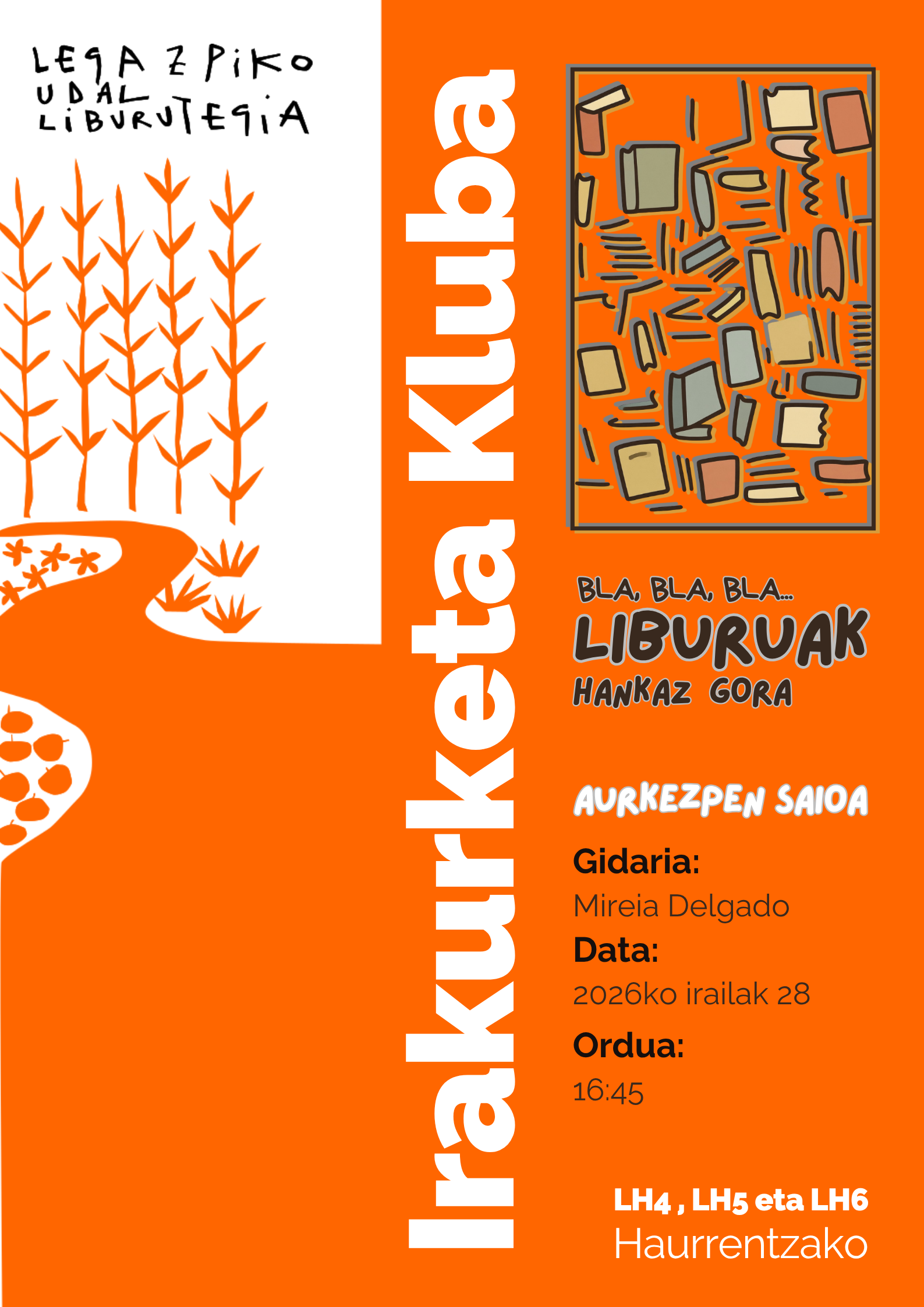 Haurrentzako irakurketa klubaren lehenengo bilera : LH4., LH5. eta LH6. mailakoak