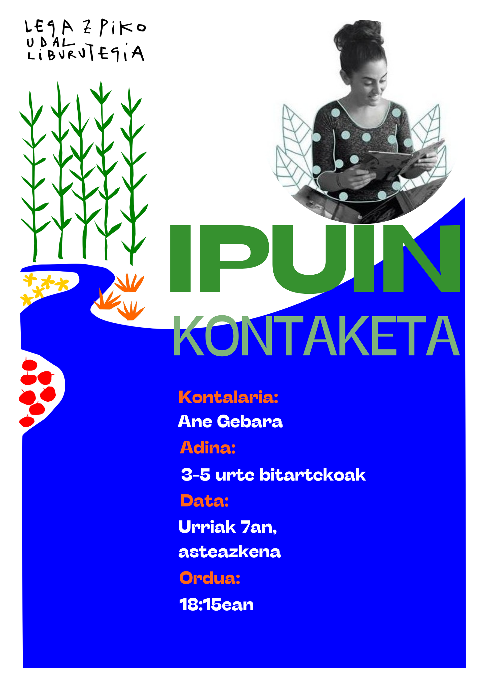 3-5 urte bitarteko haurrentzat ipuin kontaketa Legazpiko Udal Liburutegian urriak 7 asteazkenean